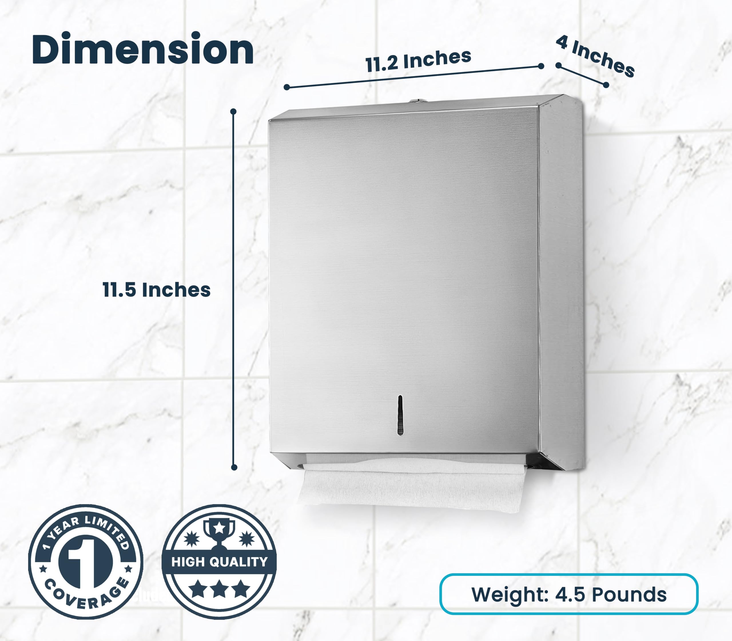 Alpine industrias C-fold/Multifold papel toalla dispensador – acero inoxidable cepillado – con capacidad para hasta 400 C-fold toallas de o 525 Multifold