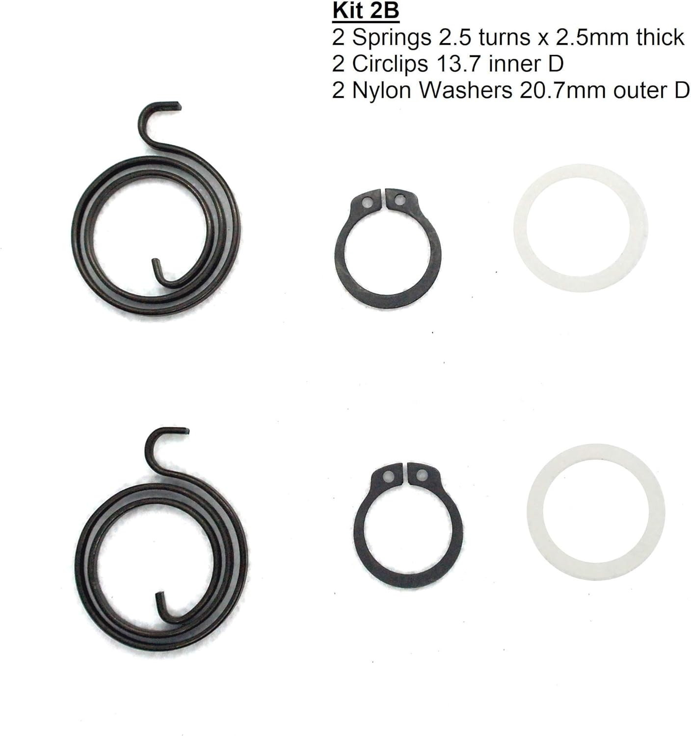 FixitFlo Door Handle Repair KIT: 2 Springs 2 Circlips and 2 Nylon Washers, KIT 2B (2.5T x 2.5mm, Circlips & 20.7mm Nylon Washers) - Image 3