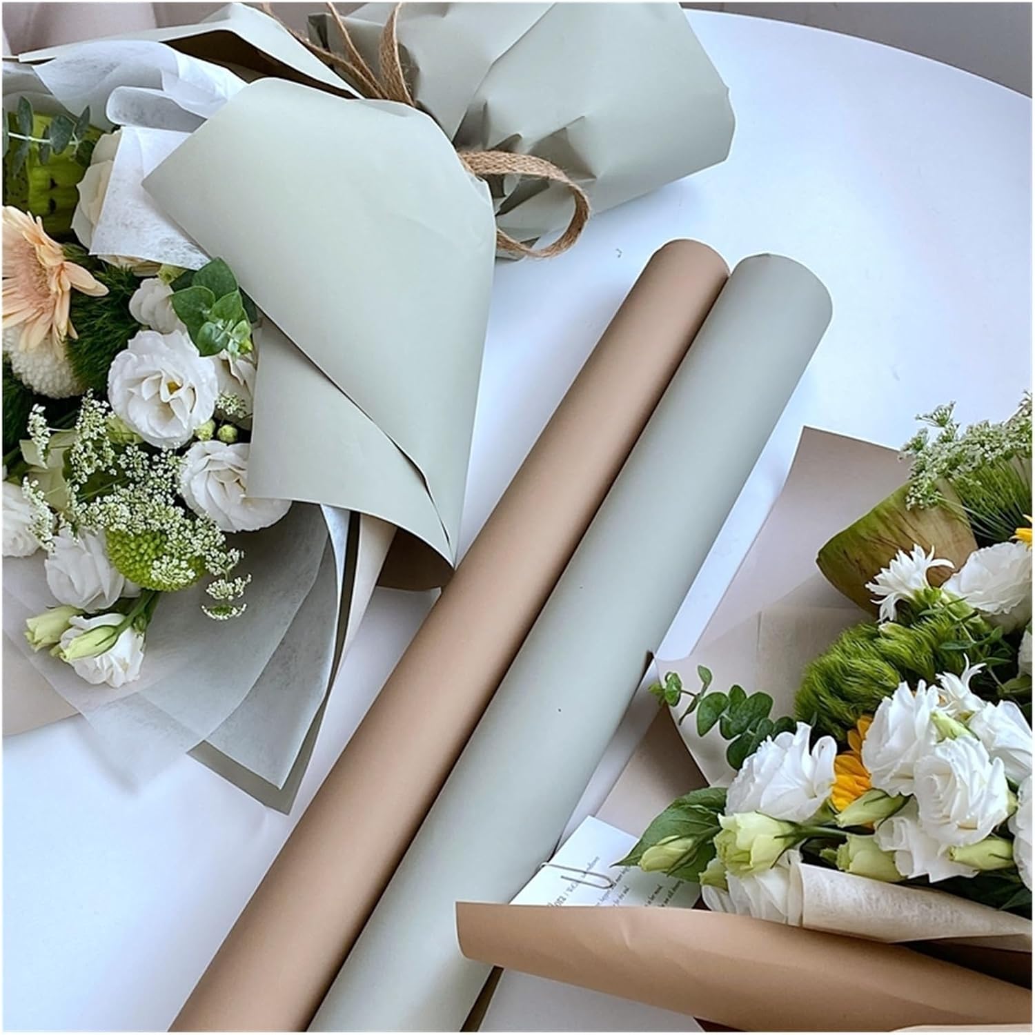 NYMFEA yaoqijie 52cmX6 Size Peach Fur Wrapping Paper Waterproof Flower Bouquet DIY Handmade Wrapping Paper for Florist Lasting (Color : 02)