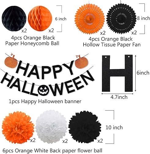 Miniatura 2 de Decoraciones de fiesta de Halloween, pancarta de calabaza naranja con purpurina negra todo en uno para fiesta temática de Halloween, kit de