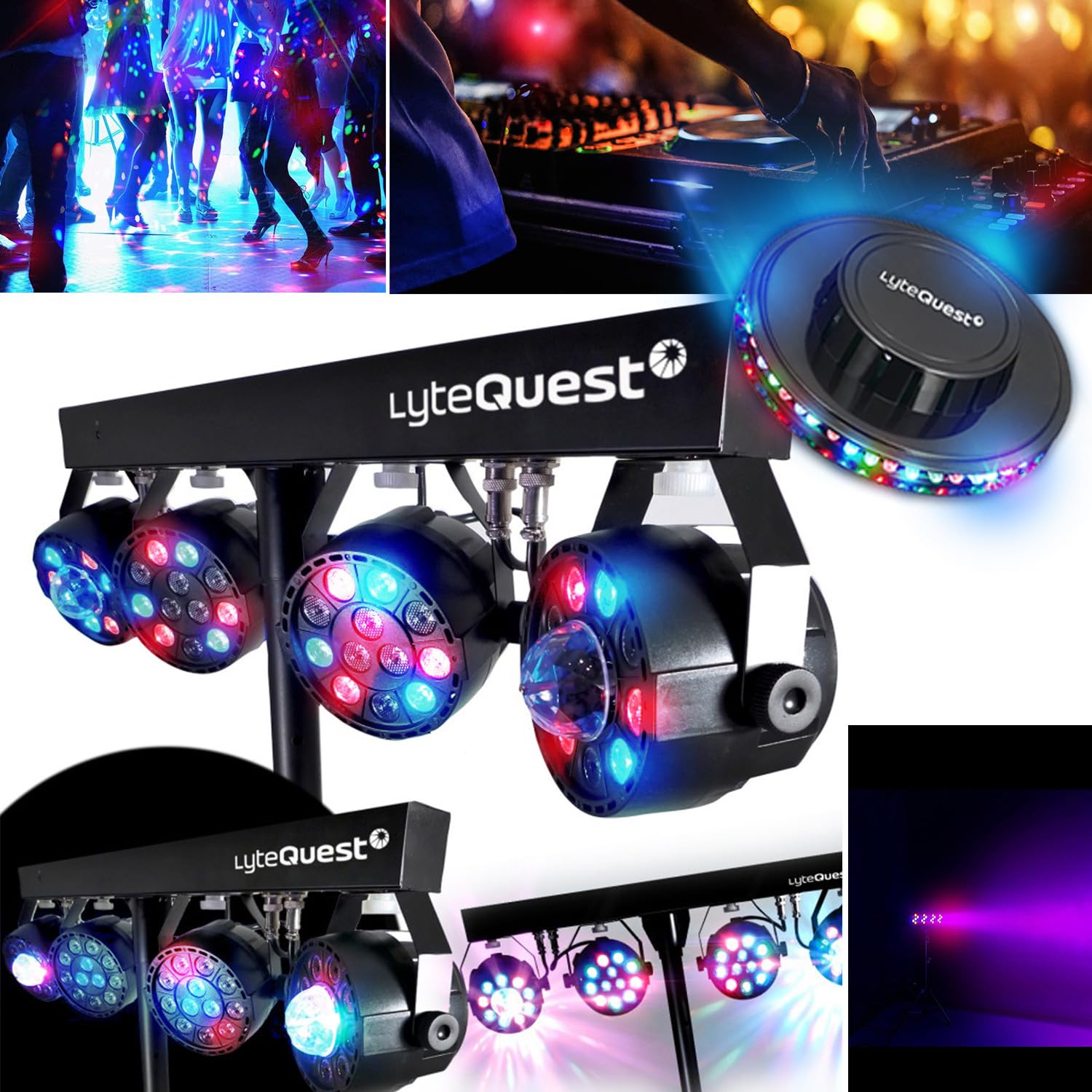 Pack de sonido DJ Amplificador 4000 W, 2 mega altavoces 4x38 cm de 2x2000 W, mesa de mezclas Bluetooth, arcos con 8 luces LED, para club o bar