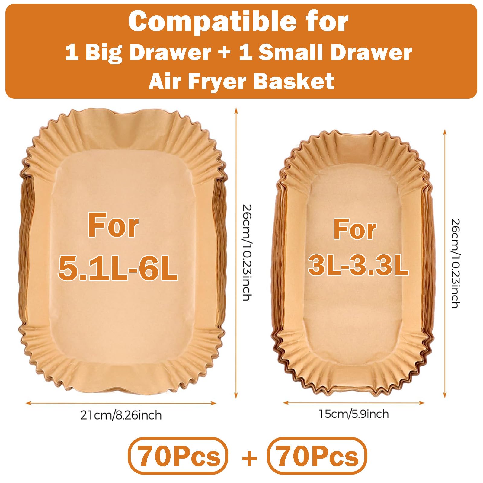 140 sztuk papieru do pieczenia Airfryer Dual Basket Airfryer 3000 seria 9 l, papier do pieczenia frytkownicy na gorące powietrze, Easy Fry 5,2 l/3,1 l, akcesoria do Airfryer do 5,5/3,5 l, 8,3
