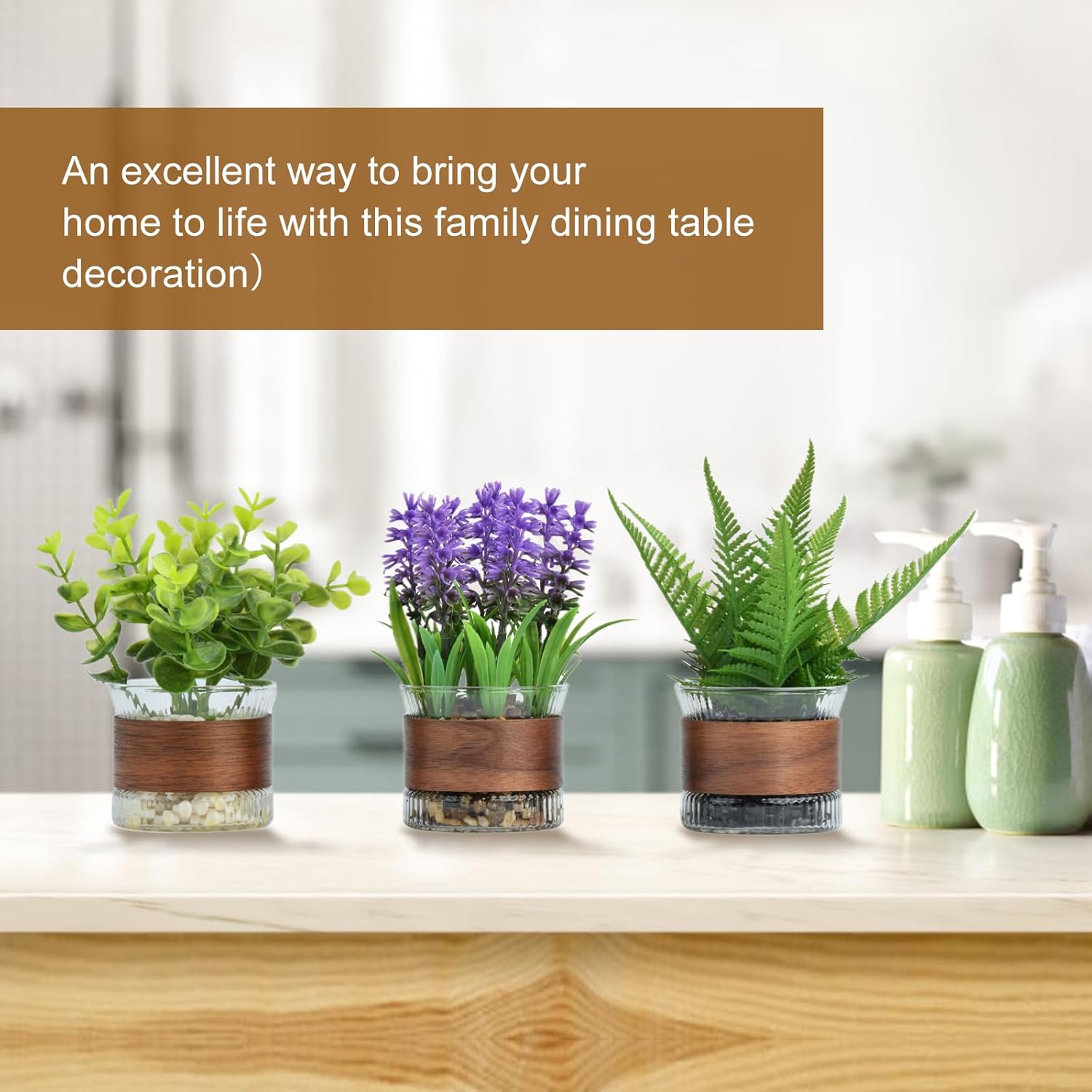 Fake Potted Plants, Mini Fake Plants, Eucalyptus, Lavender Plant in Pot for Table Centerpiece, Shelf Decor, Small Fake Plants for Bedroom Livingroom, Bathroom Decor (Small)