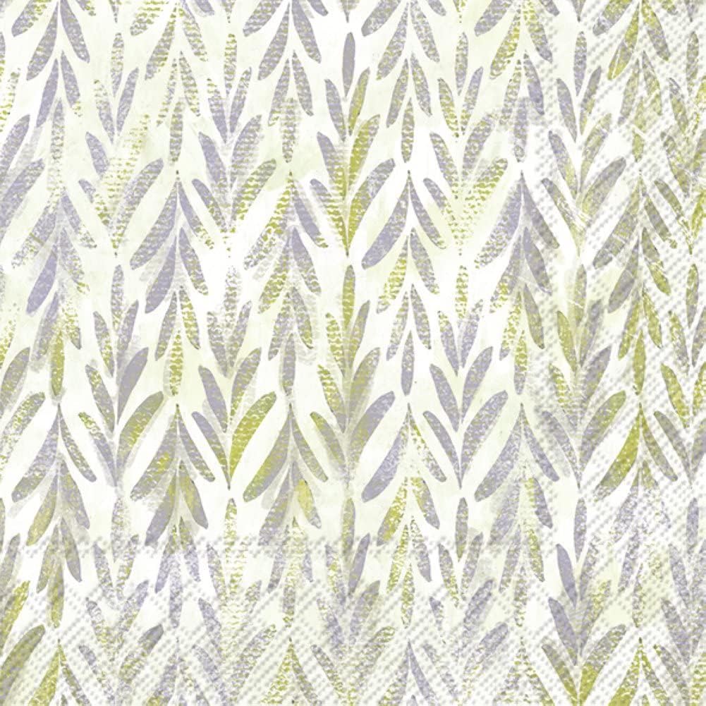 Boston International IHR 3-Ply Paper Napkins, 20-Count Lunch Size, Twiggy Cream Green