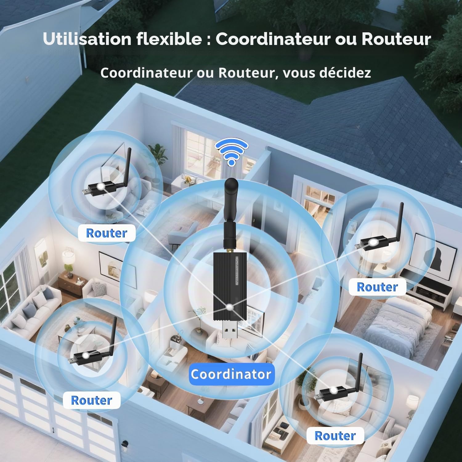 Zigbee 3.0 Dongle USB Plus-E, passerelle universelle pour Home Assistant, Zigbee2MQTT, openHAB, ZHA Coordinator Hub, puce EFR32MG21, ZBDongle-E pour contrôle local domotique intelligente, remplace les