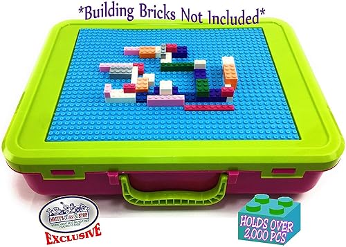 Miniatura 6 de Matty's Toy Stop Brik-Kase 2.0 - Contenedor organizador para viajes, construcción, almacenamiento y tapa para placa de construcción (tiene