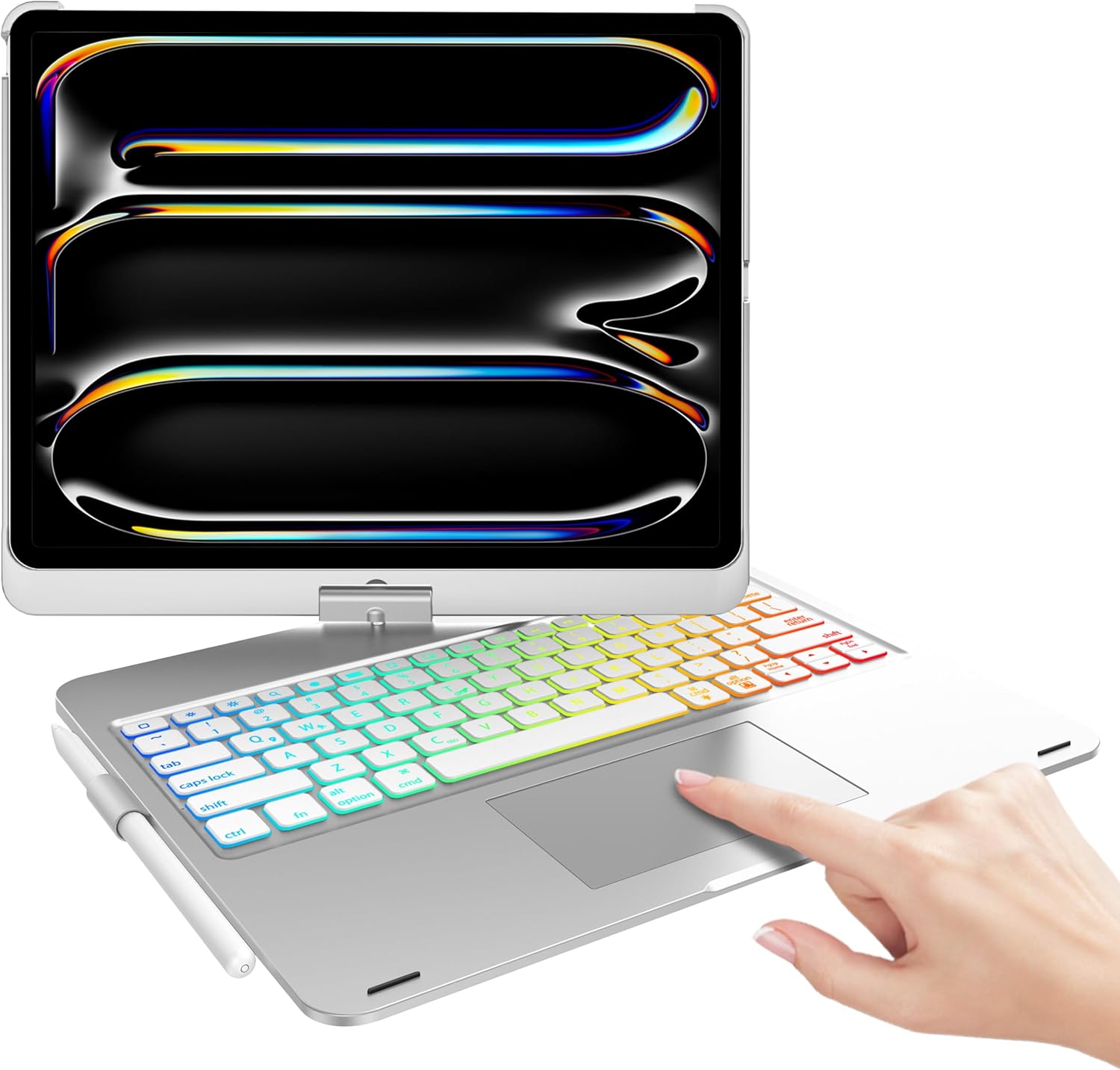iPad Pro 13 Inch Case with Keyboard, Magic Keyboard for iPad Pro 13 Case M4 2024, Touch Keyboard Case for iPad 13 Pro with 7 Color Backlit, 360 Rotatable Tablet Pro 13'' Case with Keyboard, Black