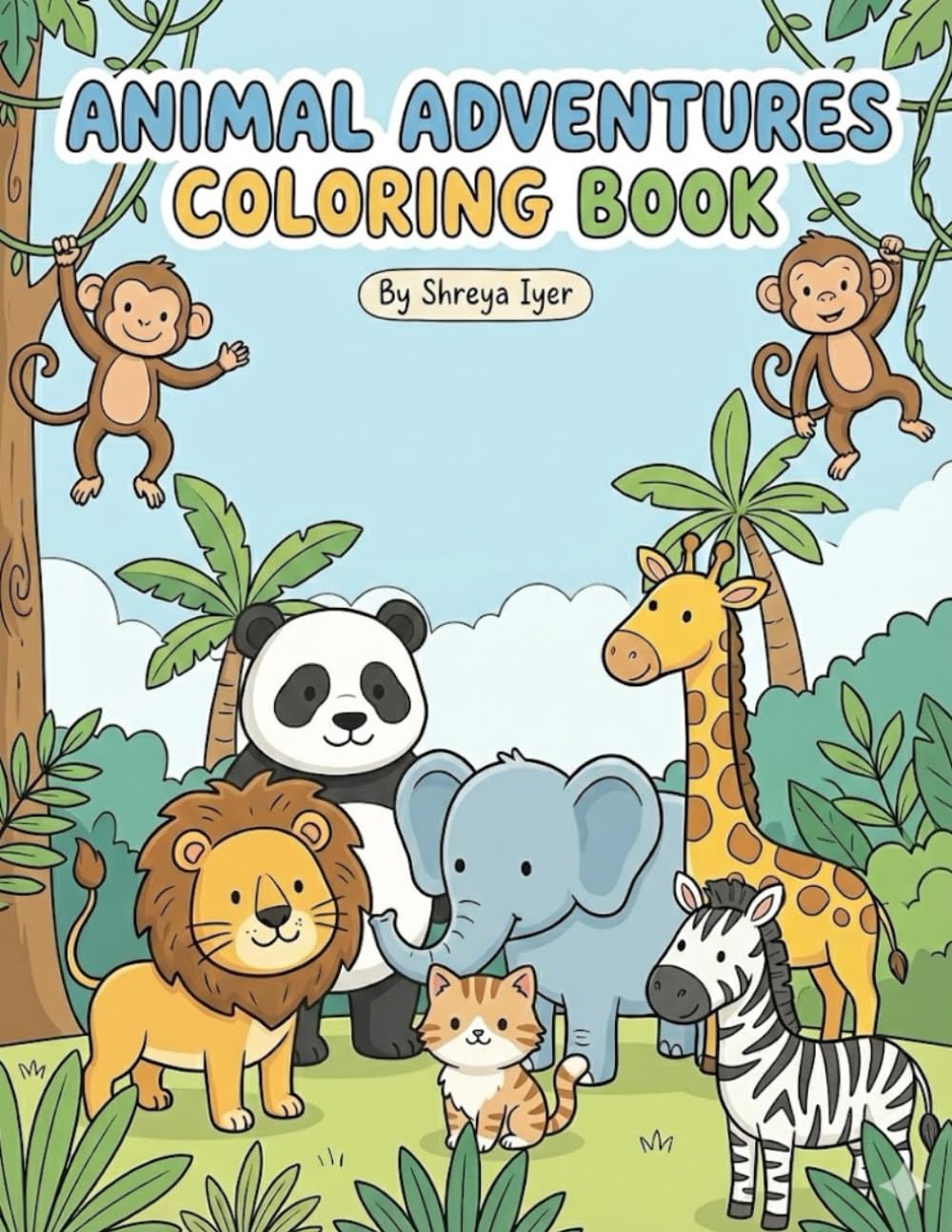 Animal Adventures Coloring Book for Kids aged 3 to 6 years