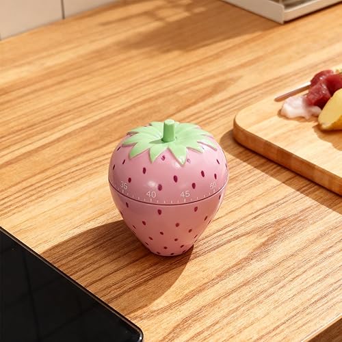 Vista 7 de Lindo temporizador de cocina de galletas de frutas Alarma de cocina manual novedosa Molde mecánico de fresa en forma divertida para decoración