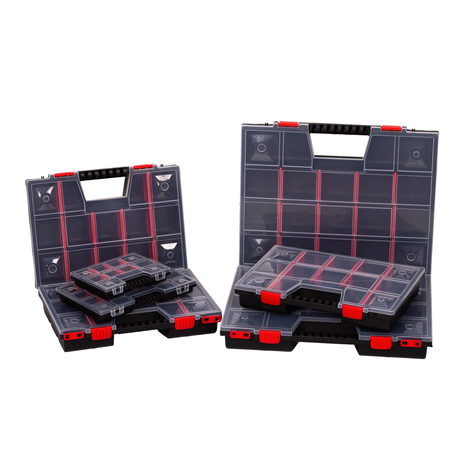 MIVOS Caja organizadora de 12 pulgadas para accesorios y piezas pequeñas - Caja de tornillos, surtida con 21 compartimentos para almacenamiento -290 x 195 x 35 mm