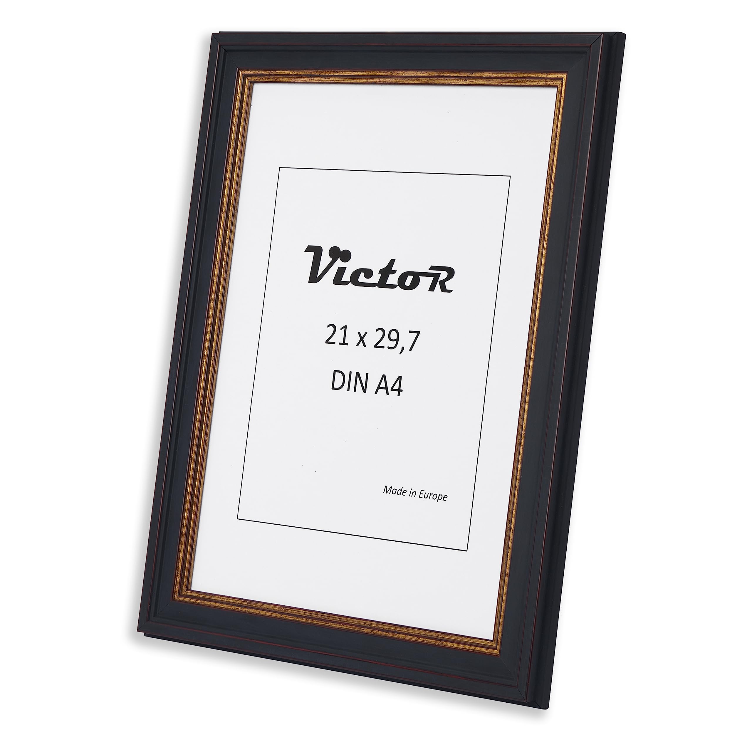 Victor Ramka na zdjęcia "Goya" czarno-złota w zestawie 3 szt. 21 x 30 cm, rama: 31 x 19 mm, ramka w stylu vintage z odpornym na pęknięcia szkłem akrylowym