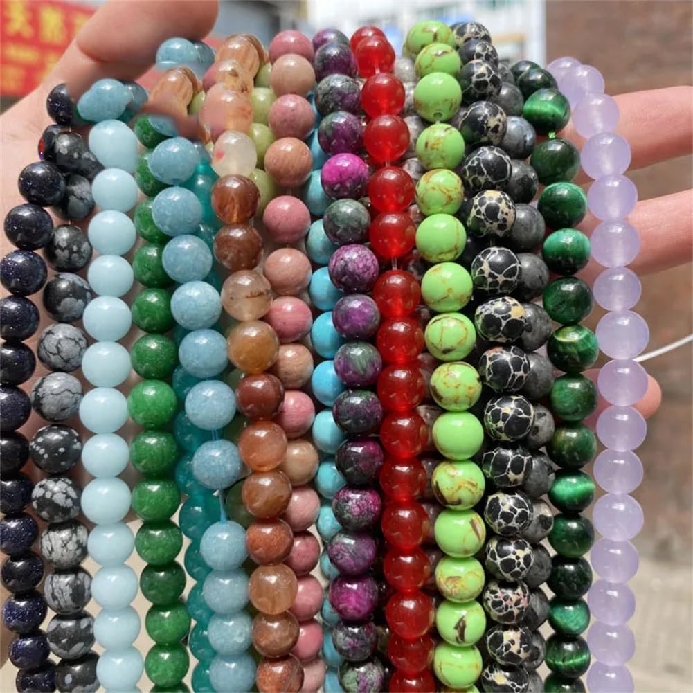 Perles Cylindriques Pierre Naturelle 4x13mm - Agate, Turquoise, Jaspe | 35,5cm Pour Bijoux DIY, Bracelets - 13