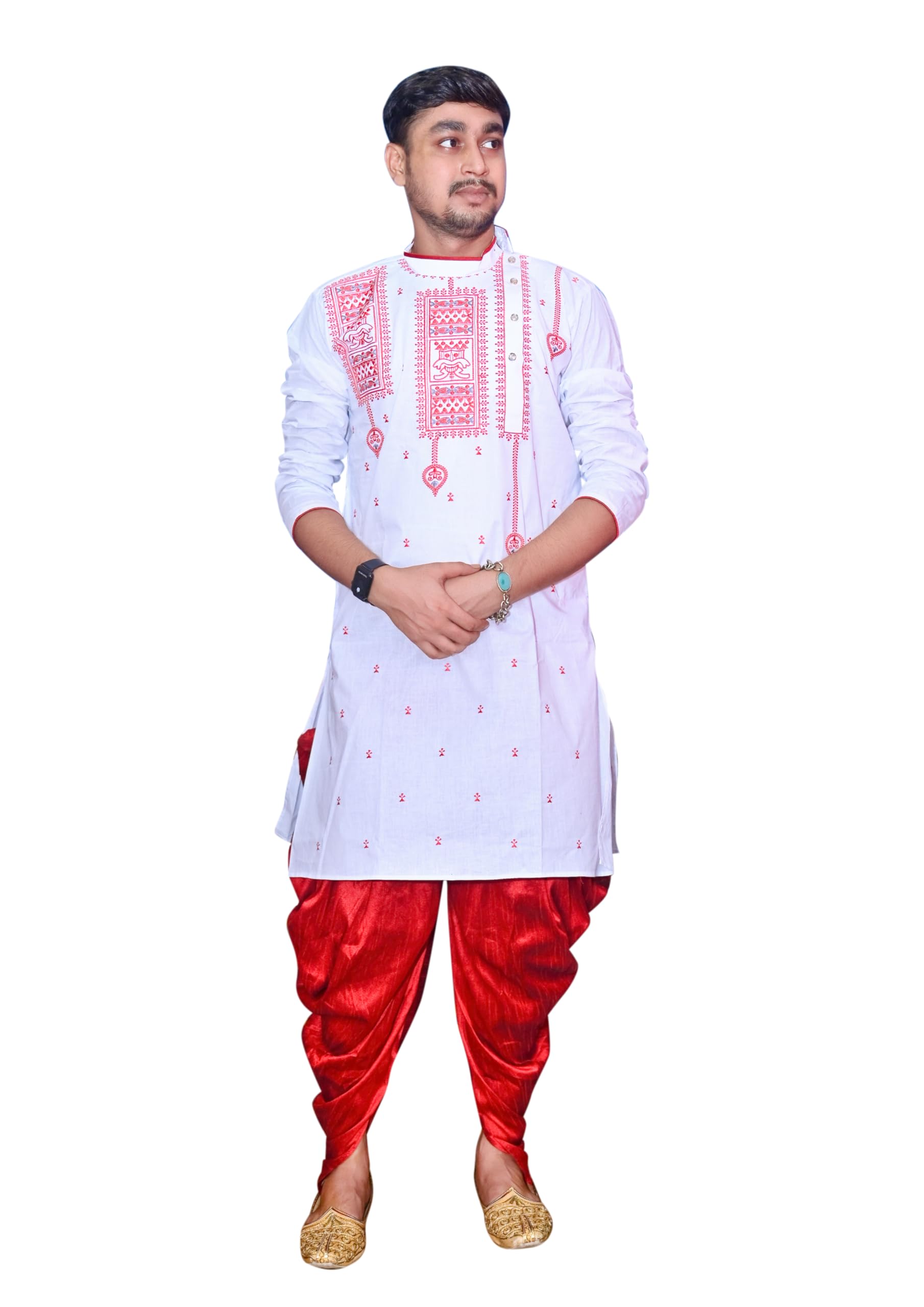 Men's Ethnic Full-Sleeve Traditional Embroidered Panjabi Kurta Indian Wear for Festive and Casual Occasions - Comfortable Cotton-picture-28