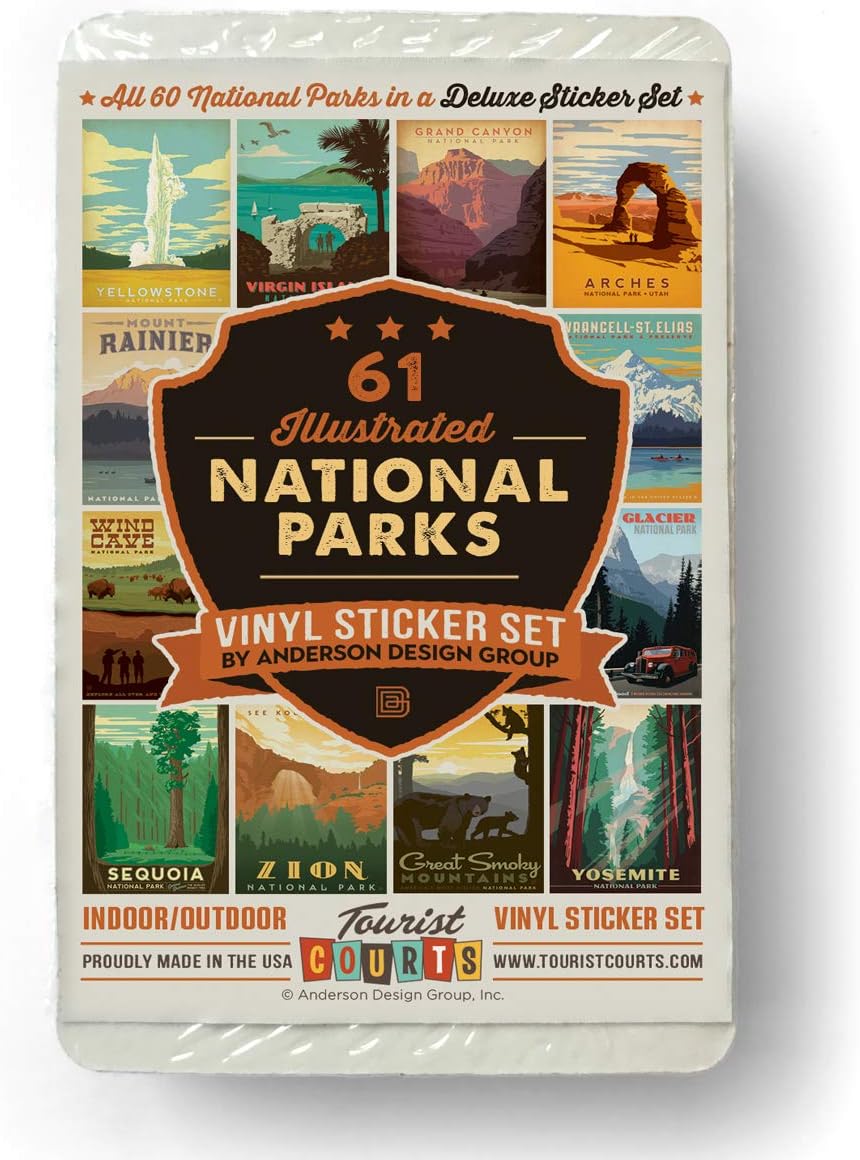61-Piece Deluxe National Parks Sticker Set (Now includes Gateway Arch and Indiana Dunes National Parks)