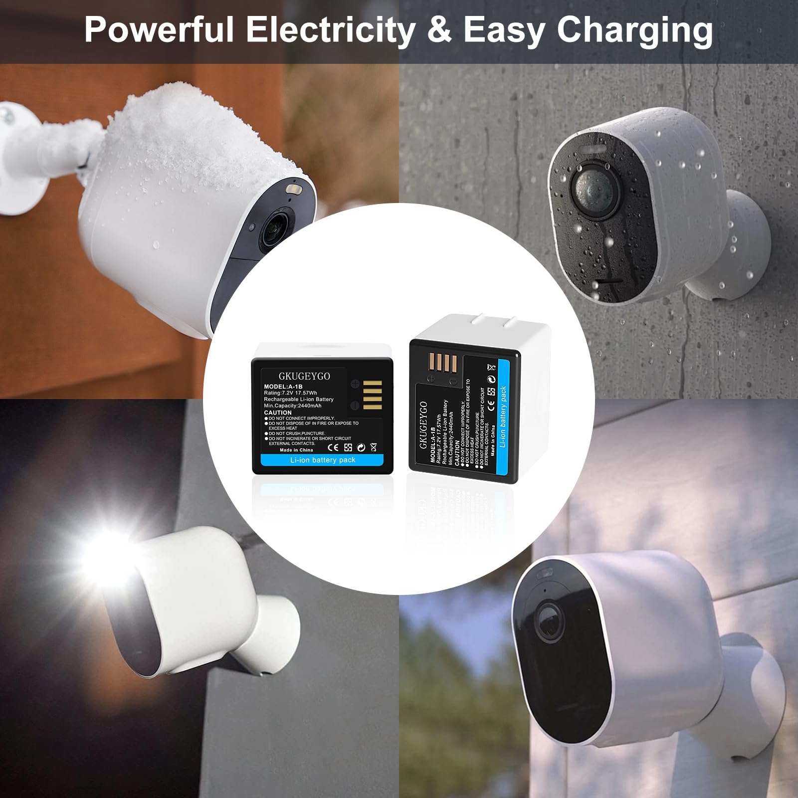 Paquete de 2 baterías A-1 A-1B A-1C para Arlo Pro, Pro 2, batería recargable de repuesto para cámara Arlo VMA4400 VMC4030 VM4230 VMS3230 VM4030 VM4030P