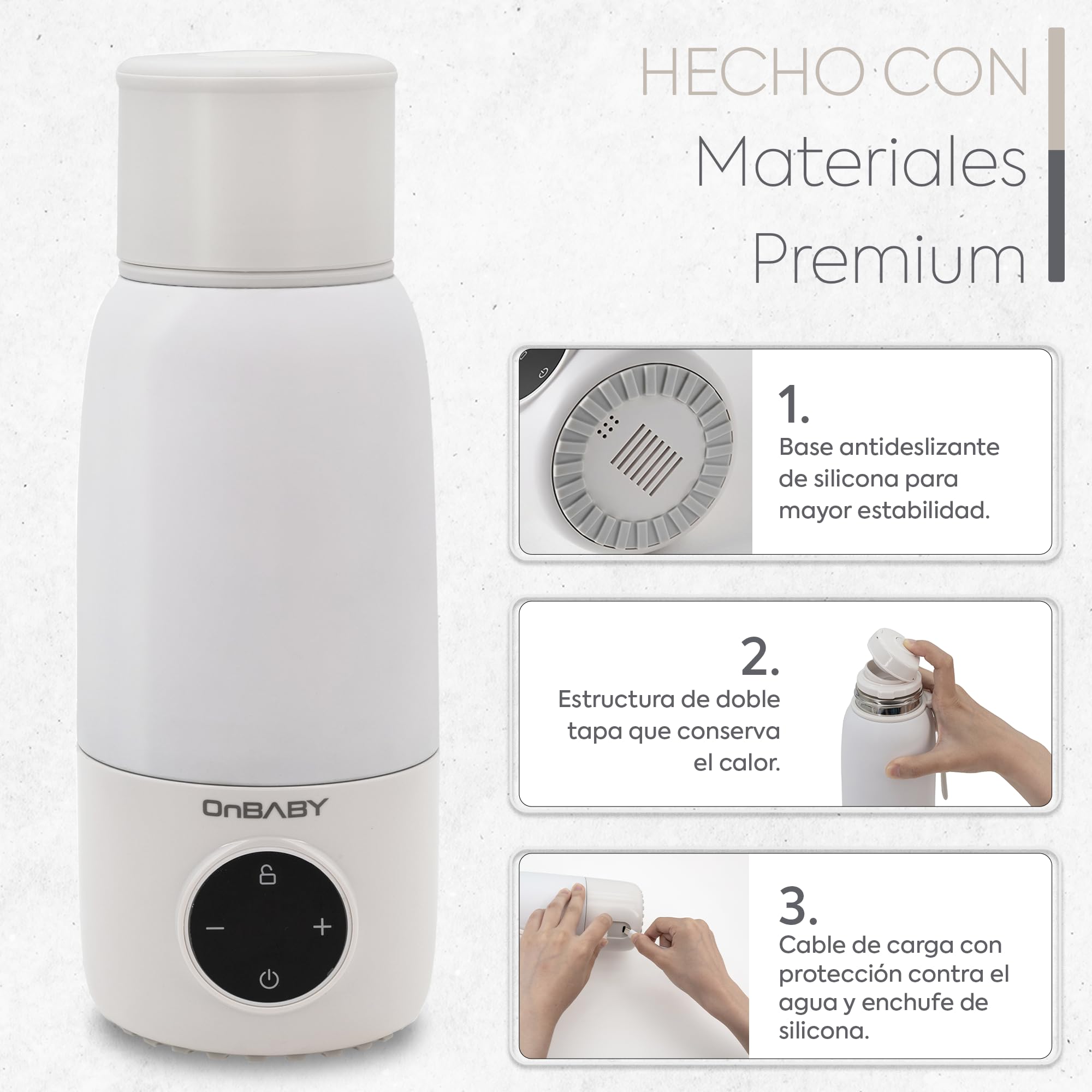 Calentador de Leche Portatil para Bebes - Termo Calienta Biberones Portatil, Calentador de Biberones Portatil, Calienta-Biberones para Leche y Agua Fácil de Transportar - Carga USB