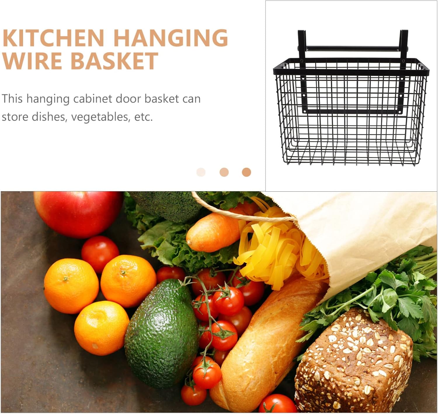 UPKOCH Cabinet Door Hanging Basket Organizer for Kitchen and Bathroom Nail Storage Rack for Spices Vegetables and Sundries Design Space-saving