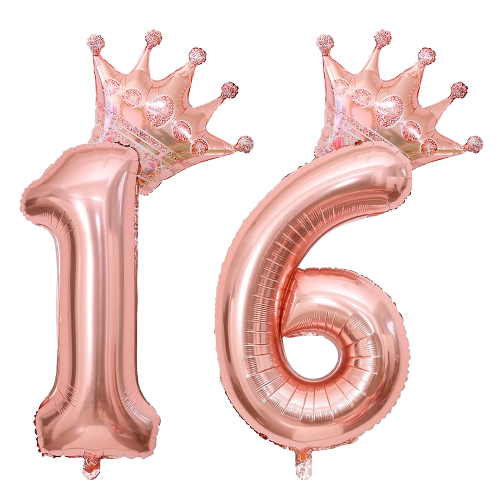 40 Inch Rose Gold Crown Number 16 Balloons, 16th Birthday Balloons for Men Women, 16th Celebration Decor Happy 16th Birthday Party,16th Birthday Party
