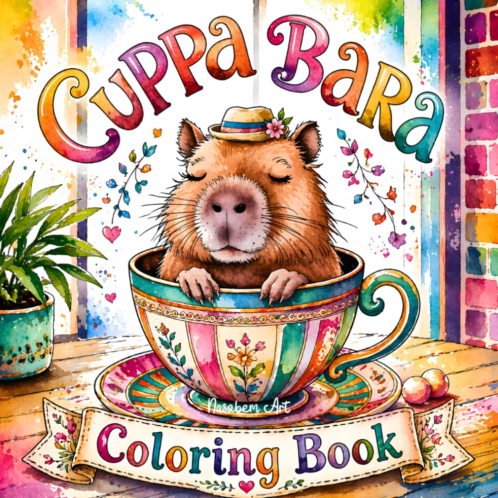 Cuppa Bara Coloring Book - Cute Capybaras Chilling in Teacups and Mugs: Relaxing Capybara Coloring Pages with Cozy Designs, Patterns, Mandalas, and Peaceful Scenes