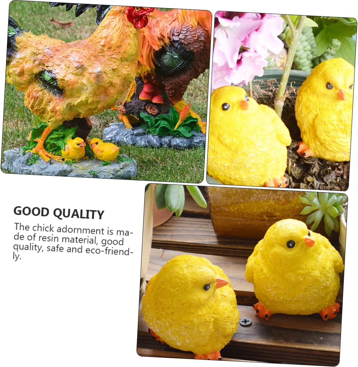 BESPORTBLE 6pcs Unique Resin Chick Figurines Delicate Poultry Animal Models for Courtyard Decor Lifelike Adornments for Spaces