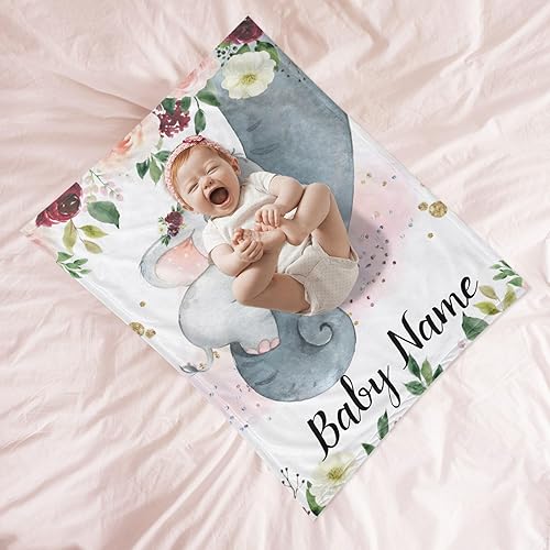 Miniatura 19 de Manta de bebé personalizada con nombre, mantas de bebé de elefante personalizadas para niñas, regalos de bebé, productos para bebés, mantas súper