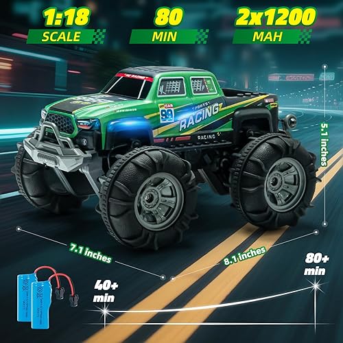 Miniatura 6 de Coche anfibio con control remoto y gestos, camión monstruo todoterreno 4WD, 2.4GHz 360 giratorio rápido RC con luz colorida, juguete de recogida de