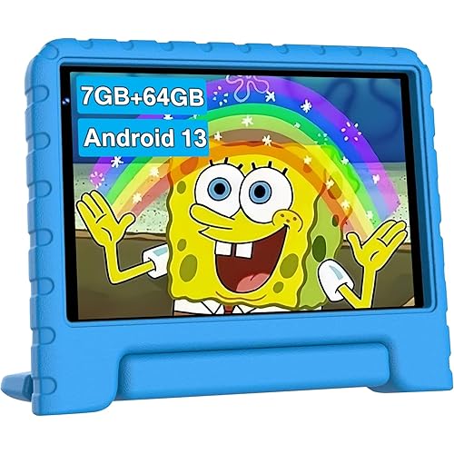 GOODTEL 7-inch Android Tablet, 64GB ROM, Wi-Fi, Bluetooth, GPS, Google Play Store pre-Installed, Dual Camera, Parental Controls, MicroSD Slot, with Tablet case (Pink)