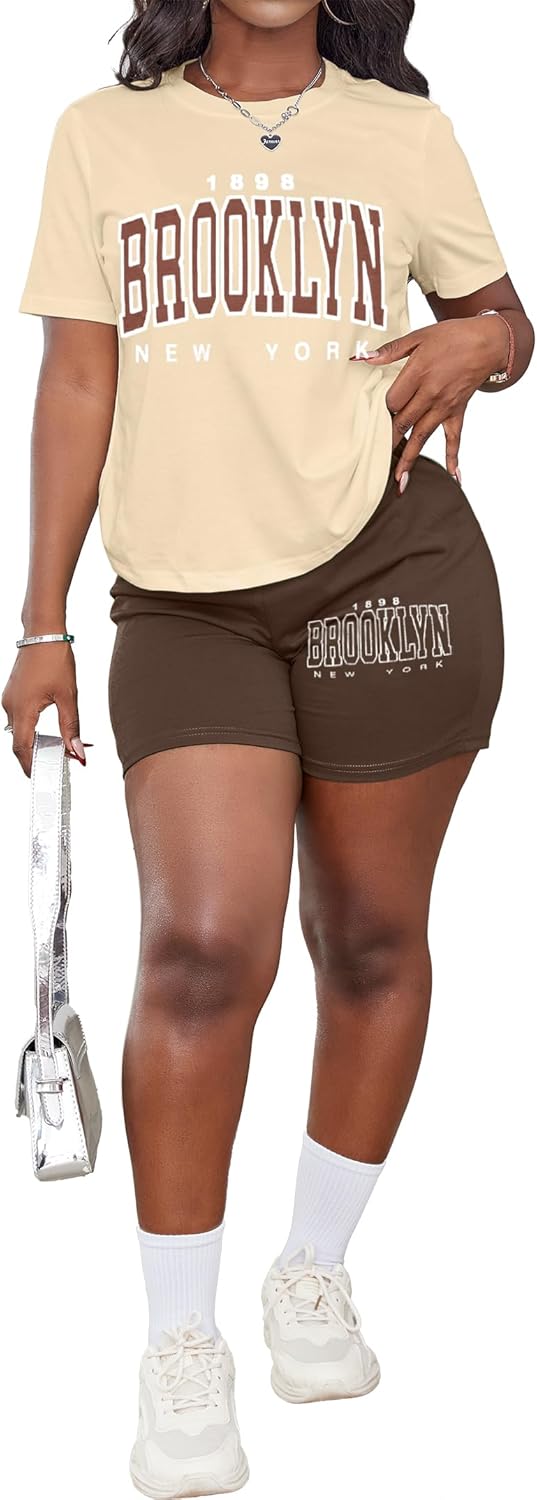 Hilinker Womens 2 Piece Outfits Short Sleeve Top and Shorts Set Summer Workout Casual Tracksuit - Image 6