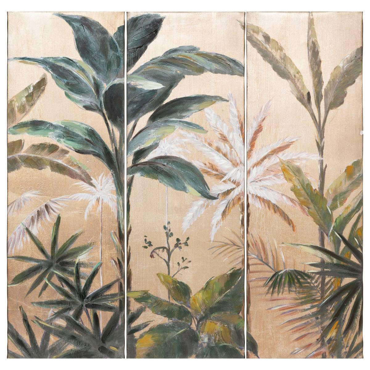 Tableau triptyque jungle aux toiles peintes haut de gamme 90x90