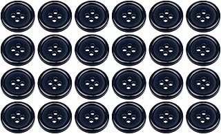 Paquete de 24 botones redondos planos de 18 mm para coser, color azul marino oscuro, 4 agujeros, 28 L, 28 ligne