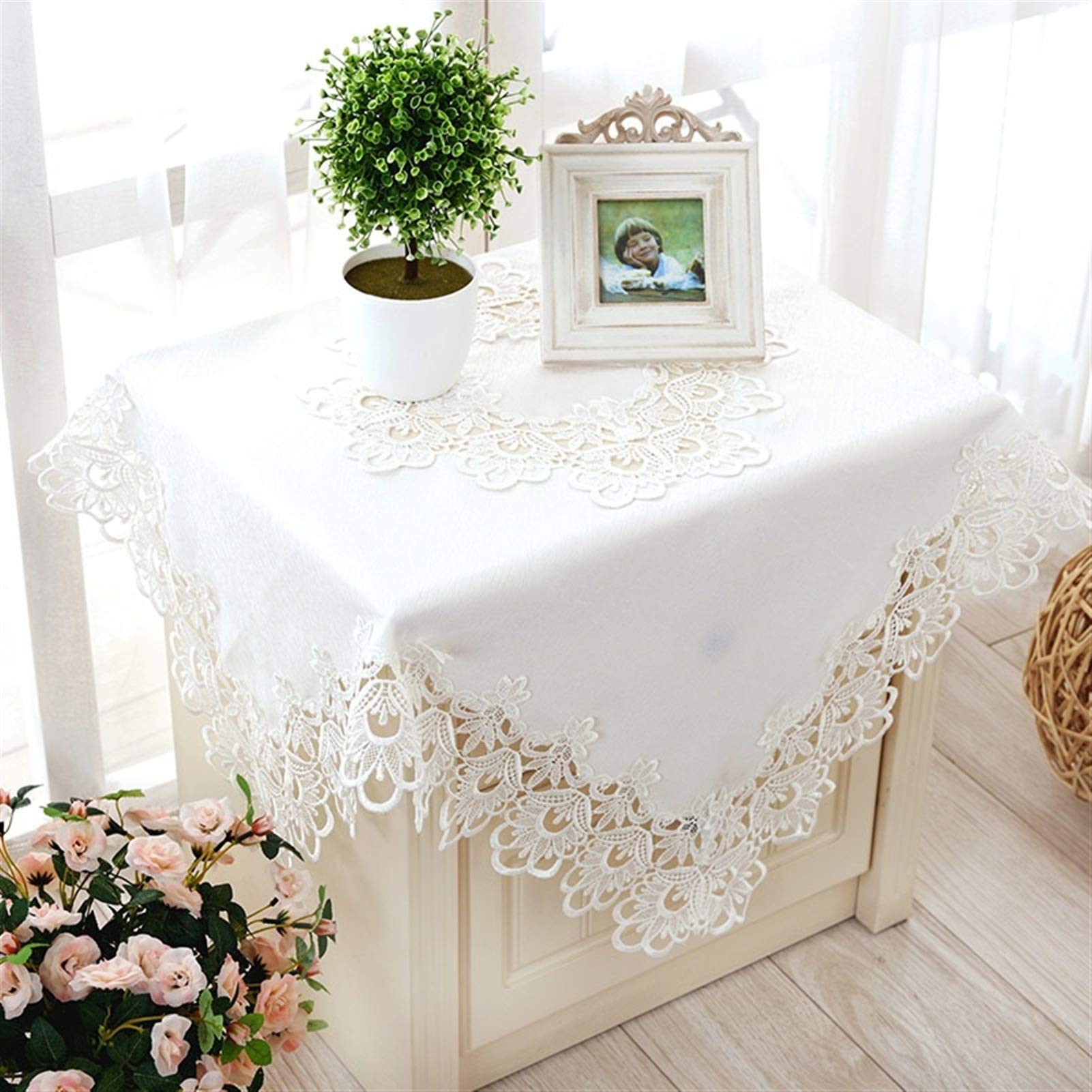 QL Elegante e Lussuoso Popolare Bianco Tavolo in Pizzo Table Copertina Asciugamani Tavolo Runner Sedia Cover Decorazione di Cerimonia Nuziale Rotonda Tovaglie Sedia Cuscino Bello Regali di Festa