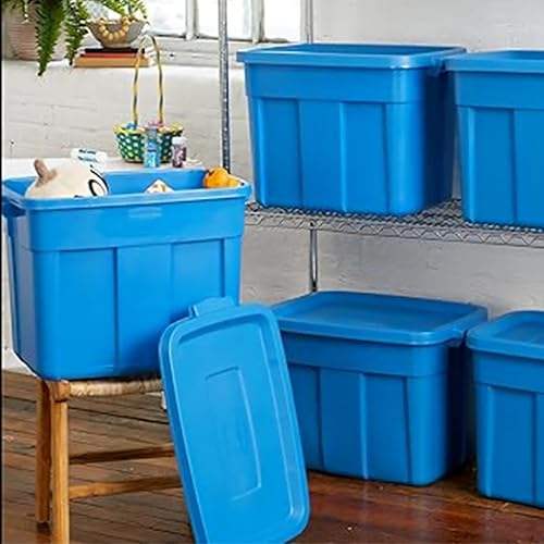 Miniatura 7 de Rubbermaid Roughneck Tote - Paquete de 6 unidades, 18 galones, fabricado en Estados Unidos, color azul patrimonio, contenedores de almacenamiento