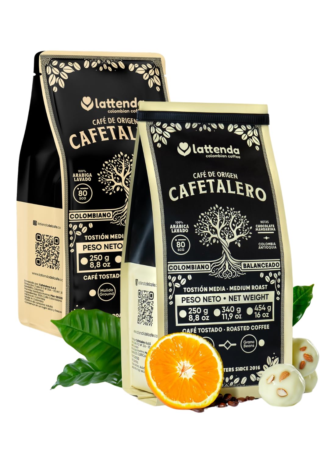 Cafetalero Colombian Gourmet Coffee: Superior Craftsmanship for Discerning Palates - 2 Pack 454g Whole Bean Presentation