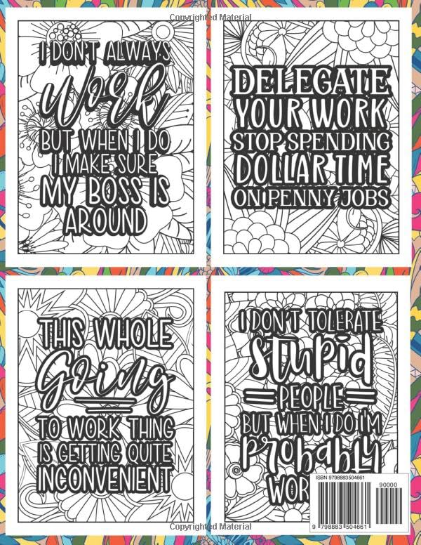It's a Throat Punch Kinda Day | Snarky Sayings Adult Coloring Book (Funny Workplace Quotes For Relaxation and Stress-Relief on Floral Mindfulness Patterns) - Image 2