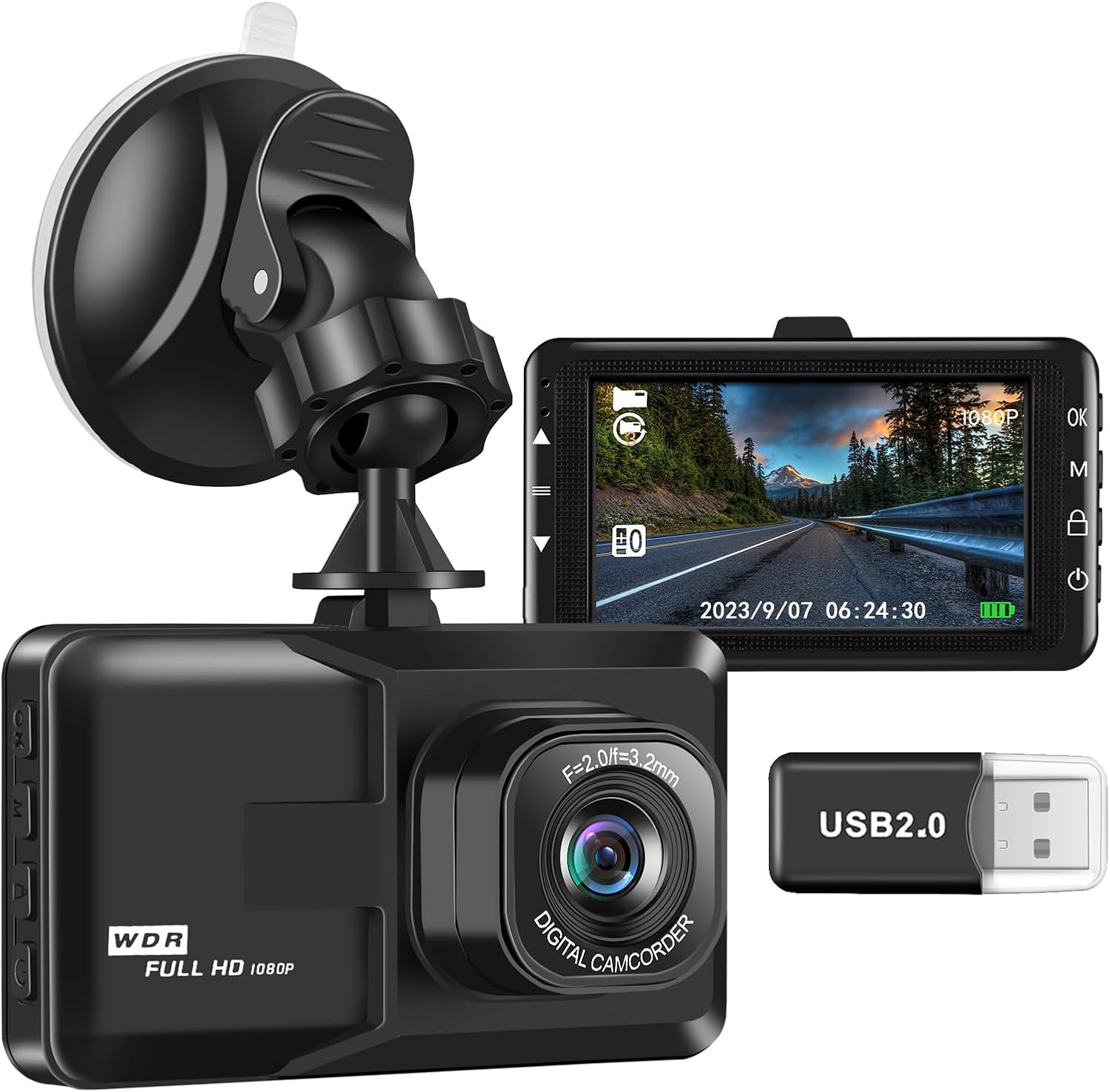 Dash Cam, Dash Camera for Car,3 Inch LCD Screen, 1080P Full