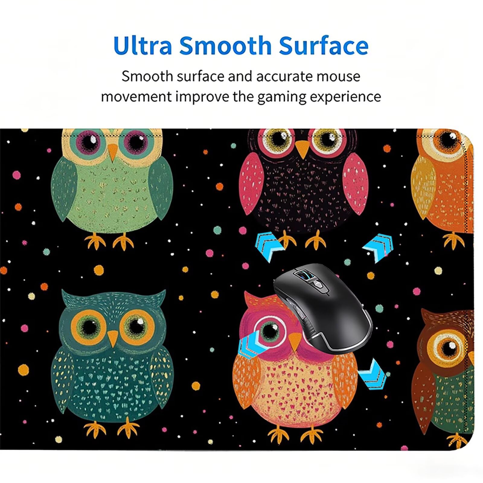 Tappetino Mouse Gaming, 1200x600mm Tappetino Mouse XXL nero 0c0-322 | Mouse Pad Grande, Ottimizzato per i Sensori da Gioco, Migliora Precisione e Velocità, per Mac e PC, Carino