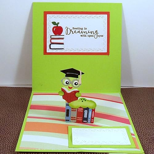 Miniatura 7 de Briartw Libros de lectura de gusanos de biblioteca juego de troqueles de corte de metal plantillas en relieve para manualidades álbumes de recortes