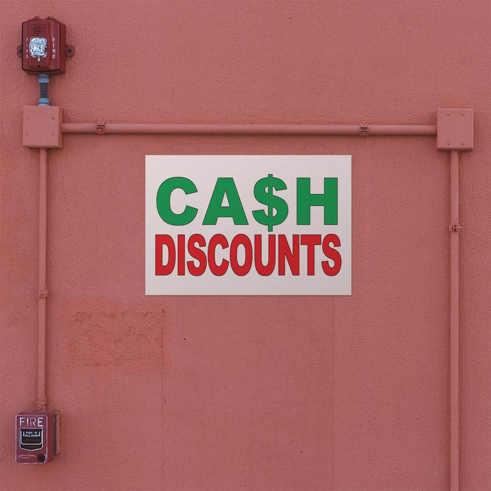 Decal Stickers Multiple Sizes Cash Discounts Green Red Industrial Vinyl Safety Sign Label Business 36x24Inches