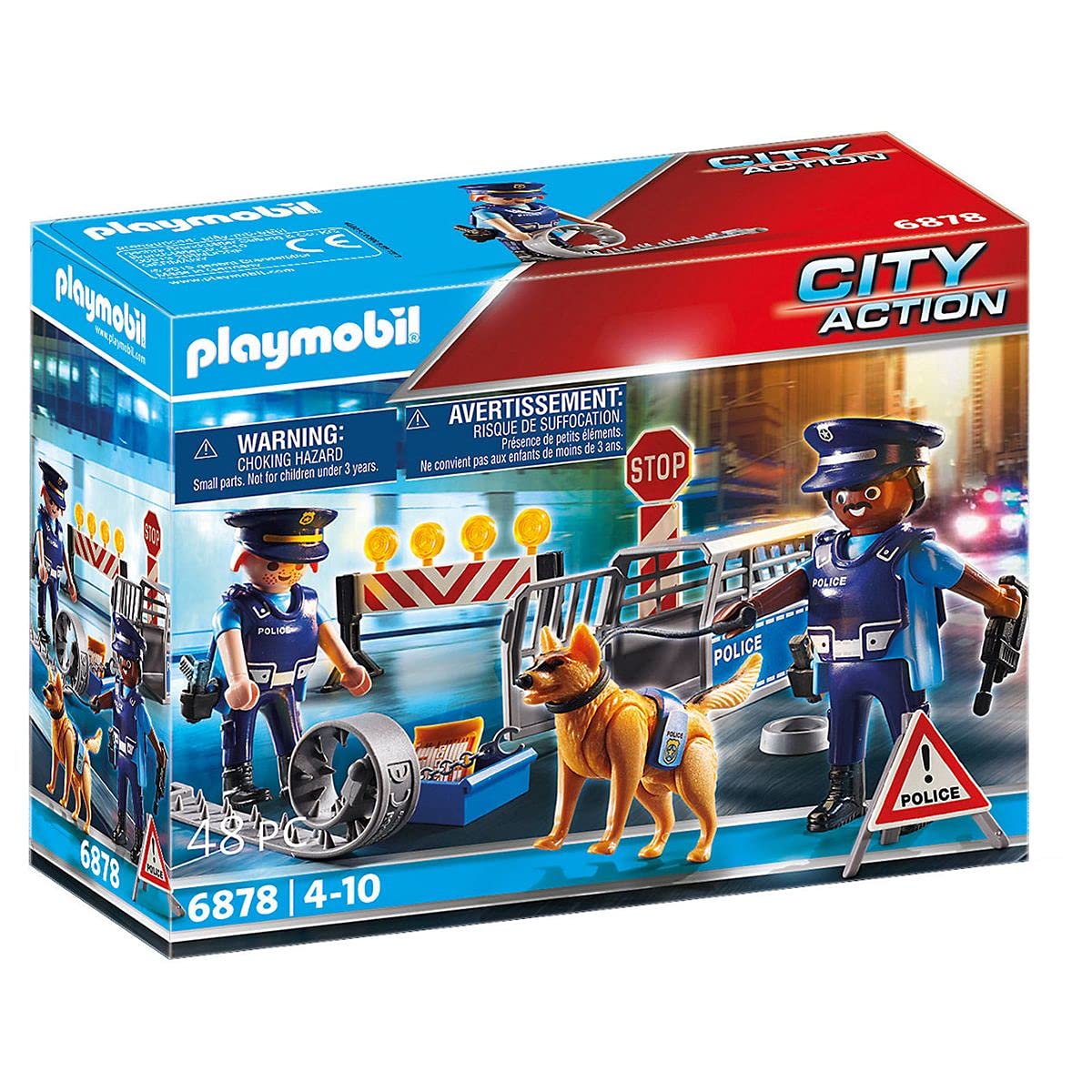 Playmobil 6878 City Action Police Roadblock, police gifting toy, fun imaginative role-play, playsets suitable for children ages 4+