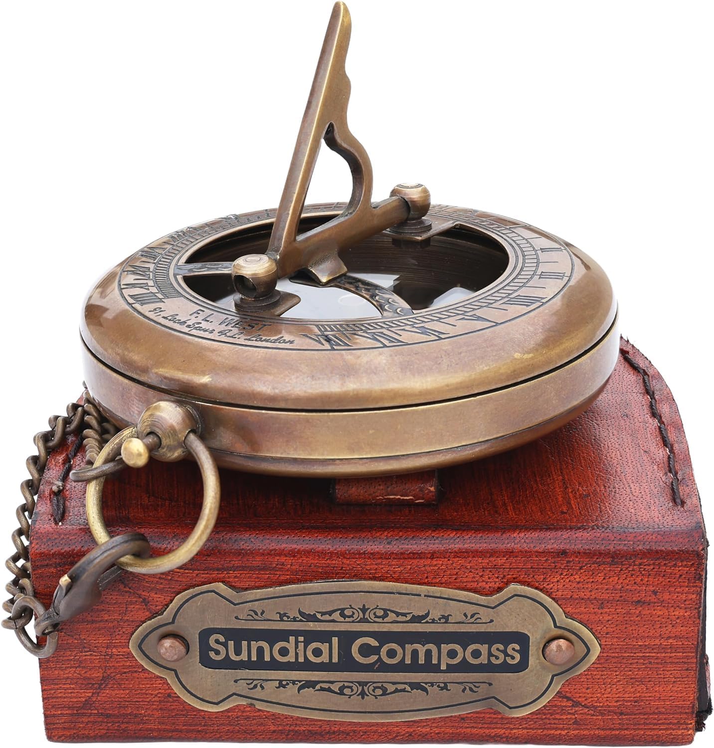 Brass Sundial - Push Open Compass - Steampunk Accessory – Unique Gift for Men - Beautiful Handmade - Sundial Clock – Sun Clock – Steampunk Clock for Him - Antique Decor