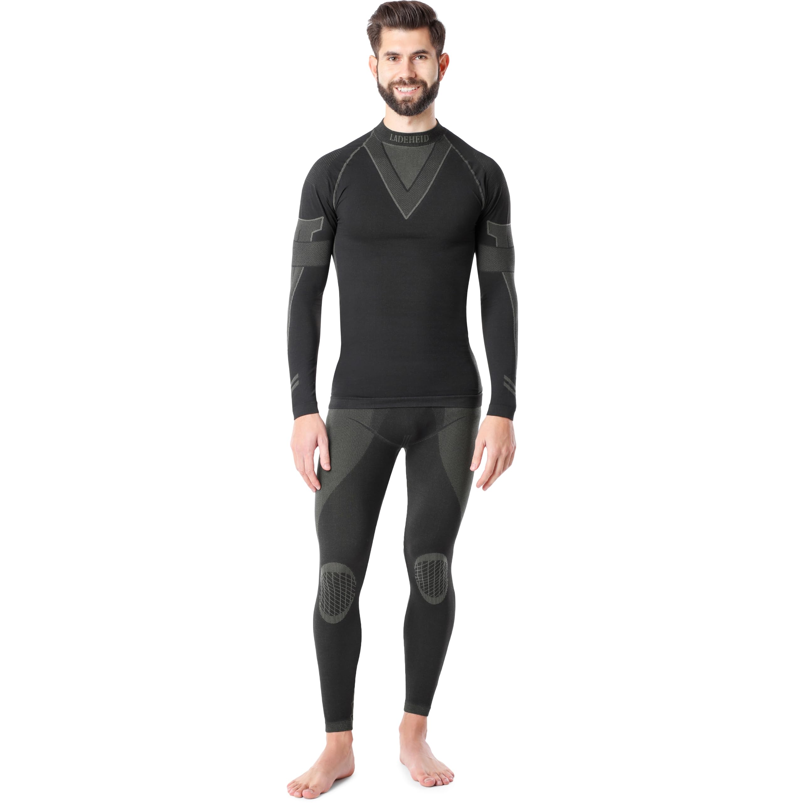 Ladeheid Herren Winter Thermounterwäsche Funktionsunterwäsche Set Langarm Shirt Lange Unterhose Thermoaktiv LAGI003