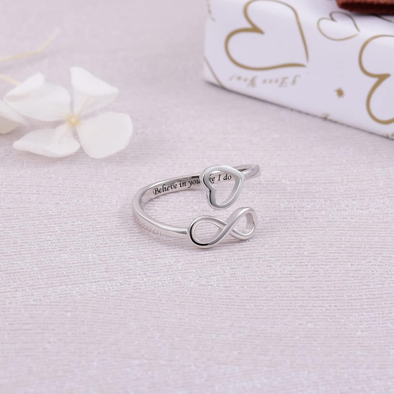 925 Sterling Silver Inspirational Jewelry Rings Adjustable Ring Personality Encouragement Gift for Teens Women