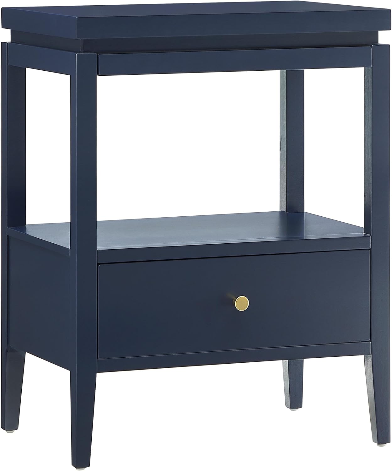 Opava Midnight Blue Wood 1-Drawer Nightstand with Floating Top