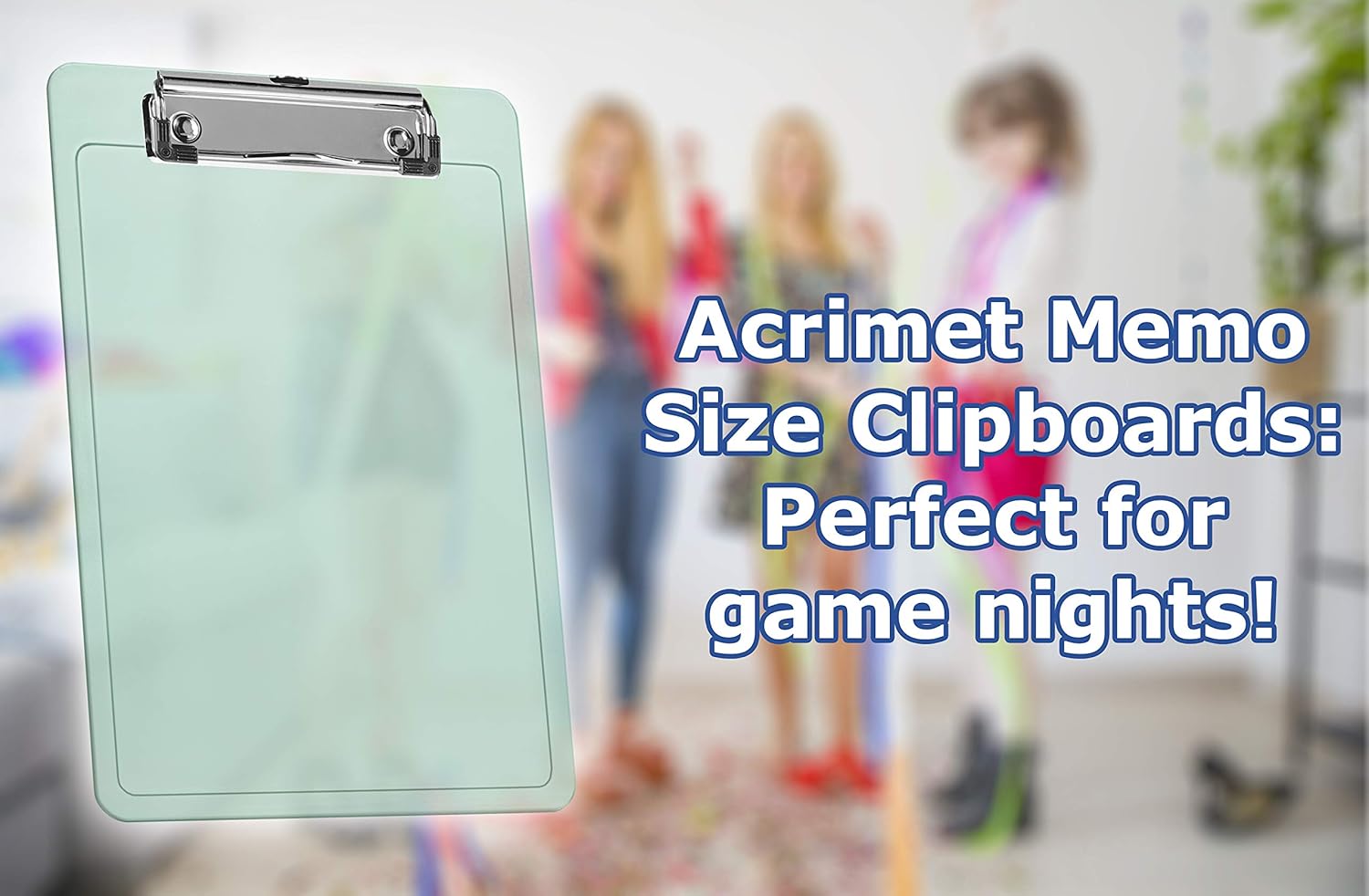 Acrimet Clipboard Memo Size A5 (9 1/4” x 6 5/16”) Low Profile Clip (Plastic) (Clear Green Color) (6 Pack)