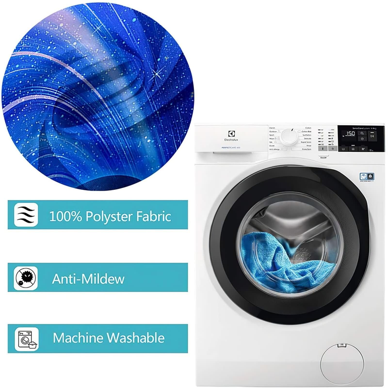 Duschvorhang 180X200, Duschvorhang Polyester Blau Galaxy Thema Duschvorhang für Männer