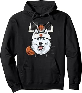 Siberian Husky Basketball Dog Lovers Basketball Player Pullover Hoodie