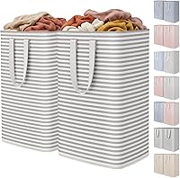 Lifewit 2-Pack 80L Collapsible Laundry Hampers, Freestanding Waterproof Baskets with Reinforced Handles - Grey for Dorm, Laundry Room