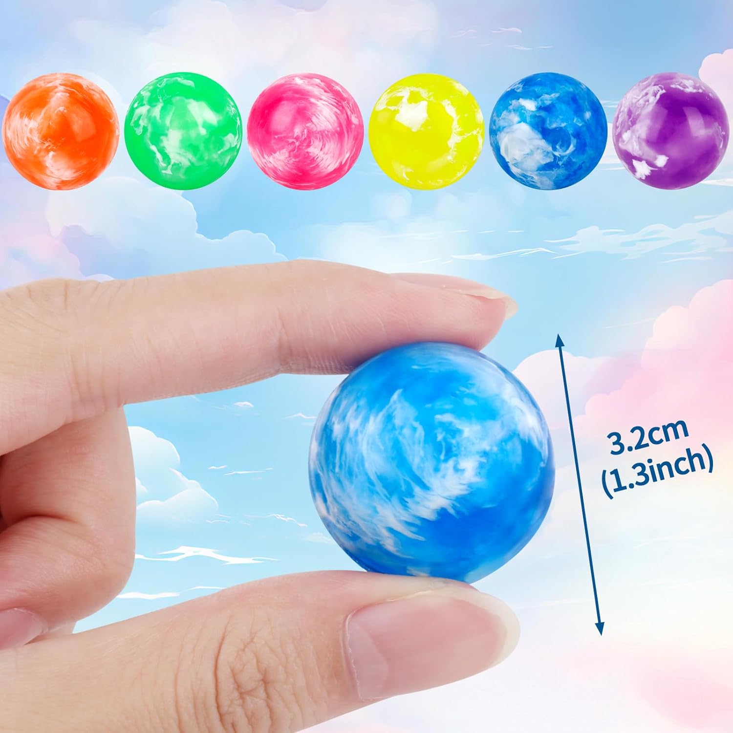 Hxezoc 24 Pcs Bouncy Balls for Kids, 32mm 6 Colors Rubber Bounce Balls Bulk for Party Favors, Goodie Bag Fillers, Easter Gift Bag Stuffers, Basket Stuffers, Classroom Prizes
