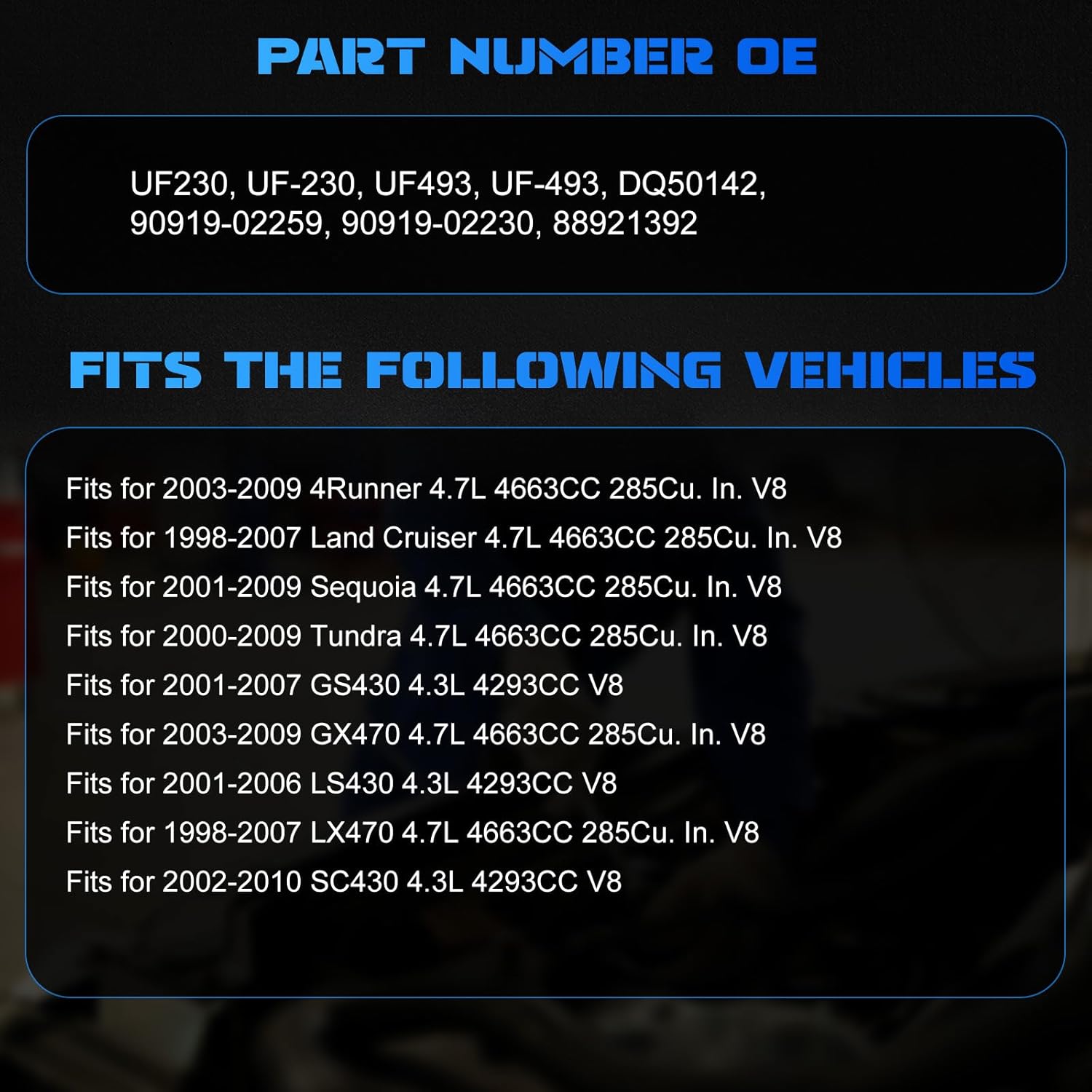8PCS UF230 Ignition Coils Ignition Coil Pack Fits for 2000-2009 Tundra, 2003-2009 4Runner, 2001-2009 Sequoia, 1998-2007 LX470, 2002-2010 SC430 4.3L 4.7L, Coil Pack Aftermarket Parts