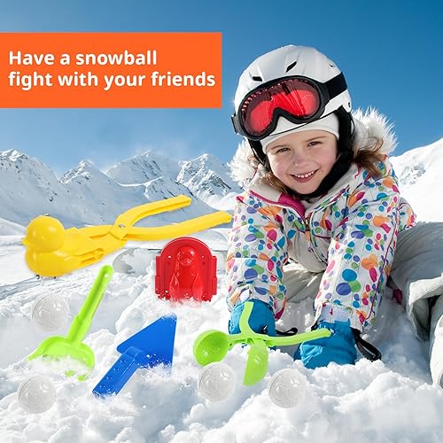 Miniatura 6 de 16 juguetes de nieve, herramienta para hacer bolas de nieve, juguetes de nieve de invierno, kit con mango para formas de bolas de nieve, lucha